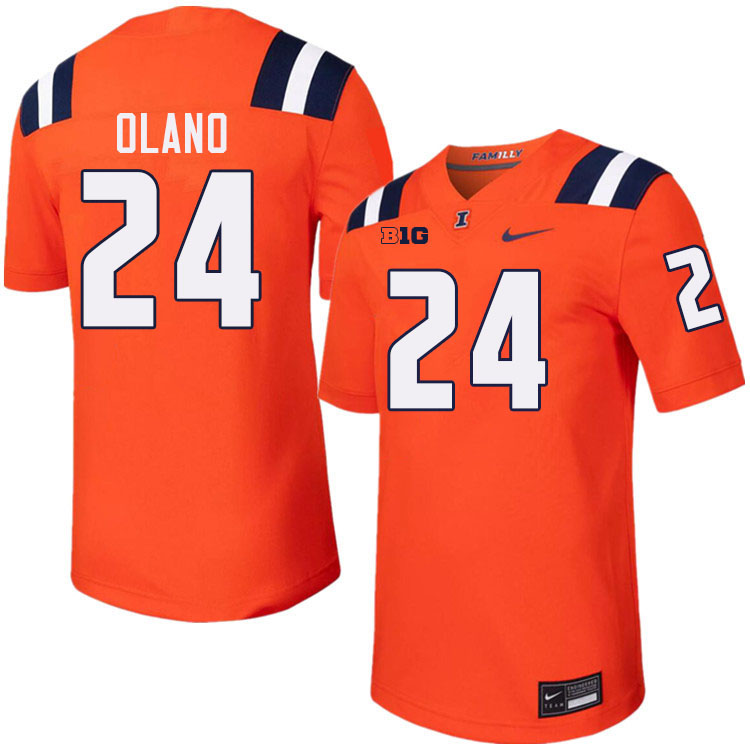 Men #24 David Olano Illinois Fighting Illini College Football Jerseys Stitched-Orange